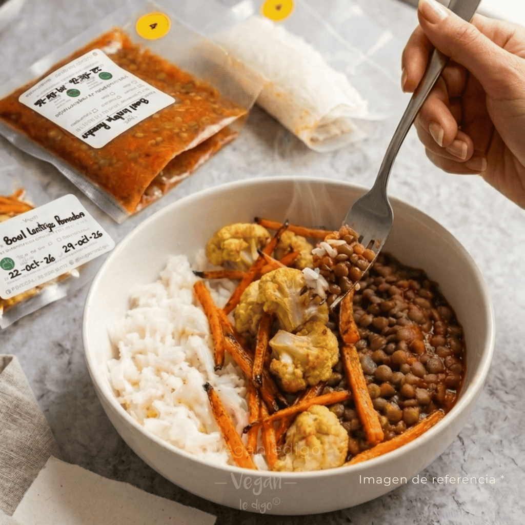 Bowl Lentejas Pomodoro con Vegetales Parrillados 400g | Plato Fuerte Vegano Listo en 5 Minutos