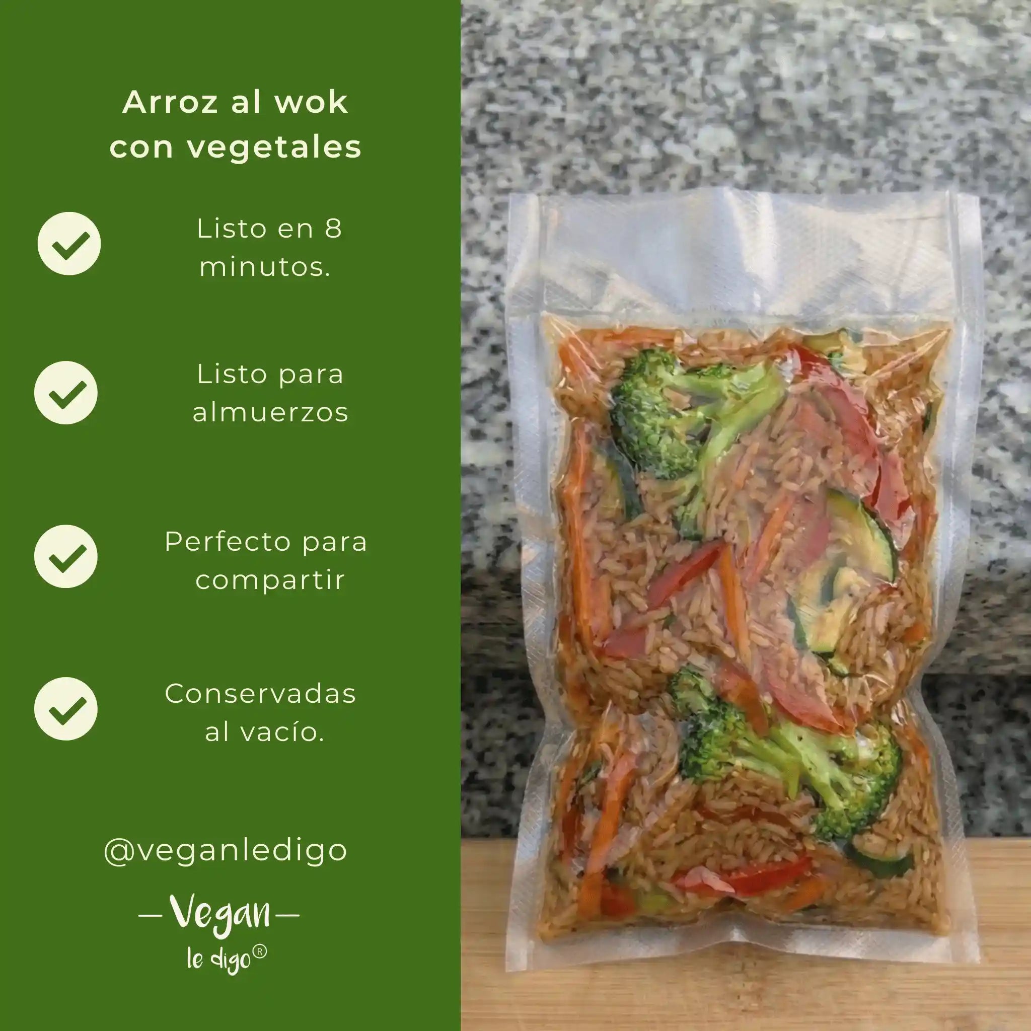 Arroz al Wok con Vegetales Salteados 450g | Comida Vegana Lista para Servir