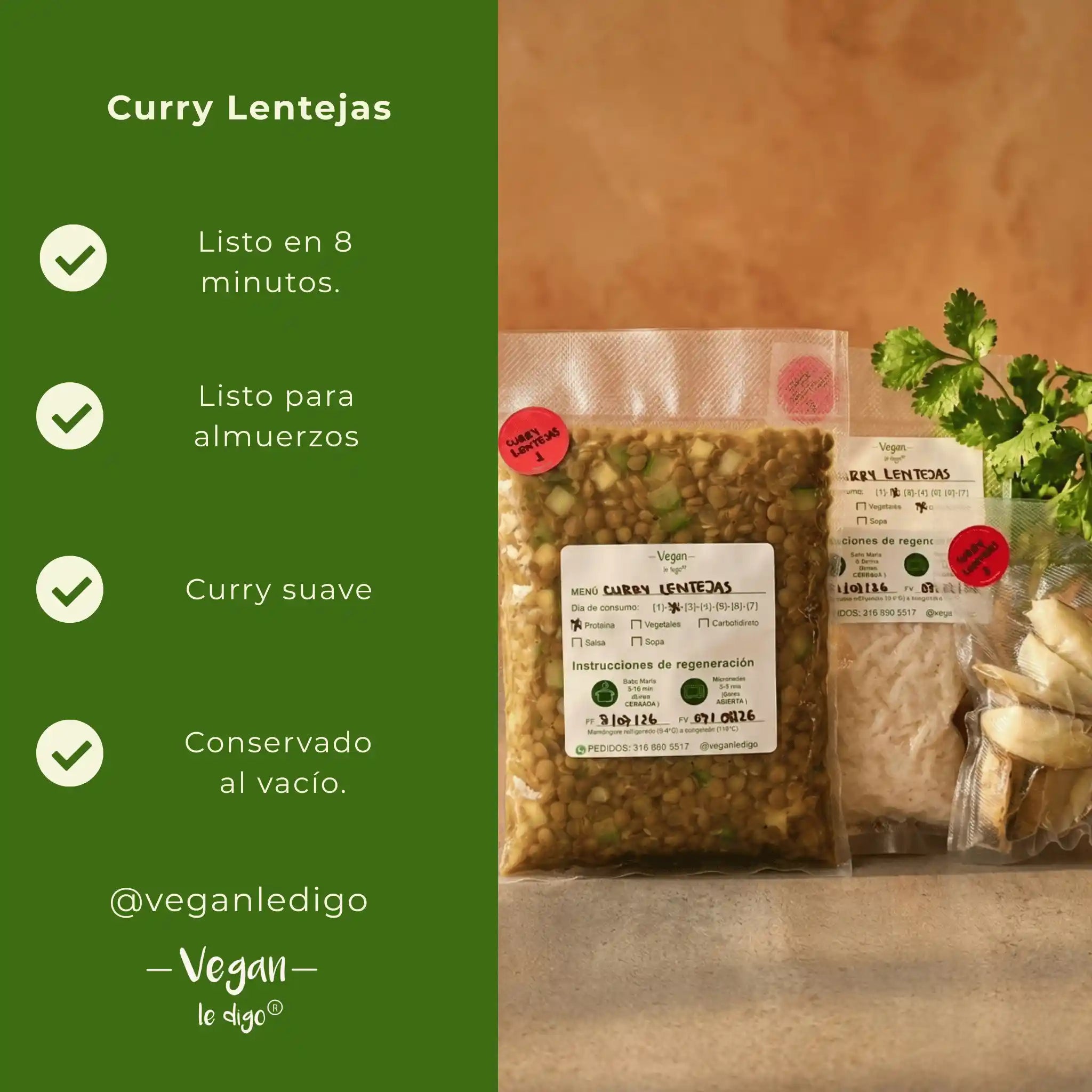 Bowl Curry de Lentejas con Zucchini Verde 400g | Almuerzo Vegano Listo en 5 Minutos