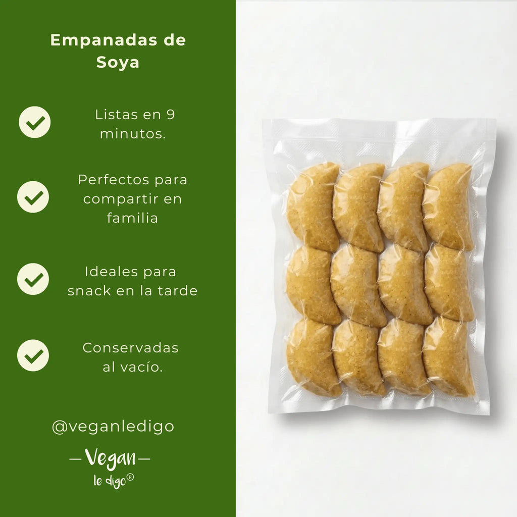 12 Empanadas de Maíz Rellenas de Soya | Antojo Vegano y Listo para Servir