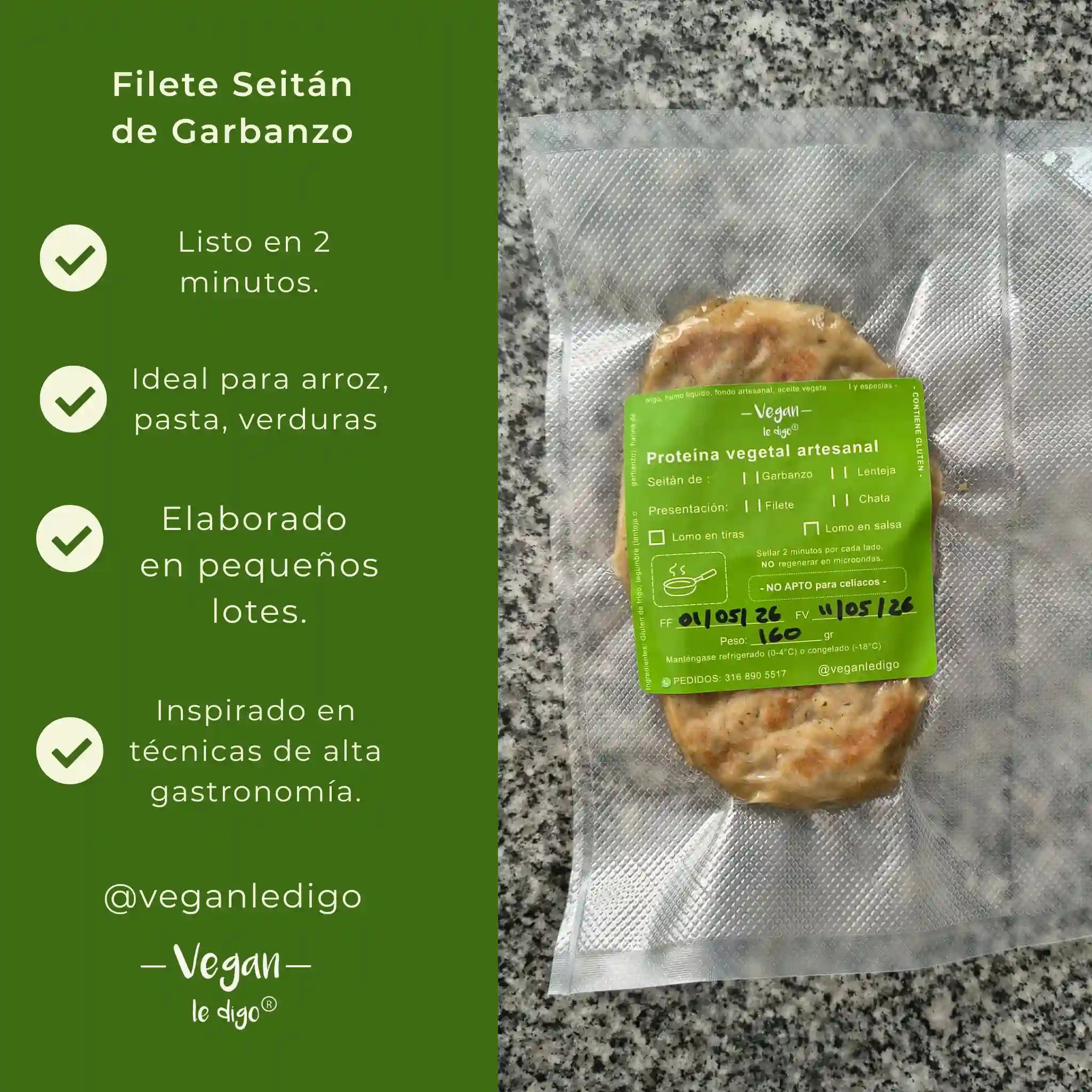 Filete Seitán de Garbanzo | Proteína Vegetal Versátil y Lista para Usar